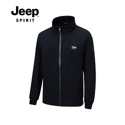 JEEP SPIRIT Jeep 吉普 卫衣男外套男士运动户外春秋休闲开衫男士上衣男装 黑色 5XL