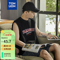 唐狮 TONLION男字母休闲学院背心 黑色 M