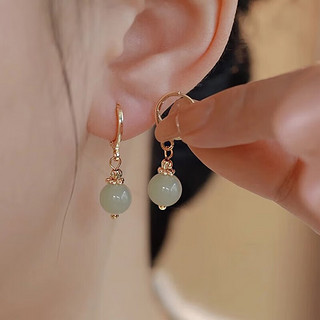 银瑜 和田玉耳环女小众设计感新中式高级耳饰优雅礼物送女友 时尚复古耳环