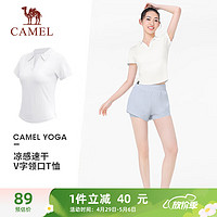 CAMEL 骆驼 冰感速干修身翻领女POLO衫T恤 Y24BA0L6018 玉石白 L