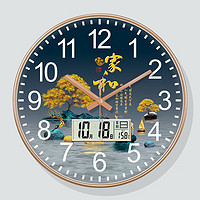 鹏创 瑞士机芯日历钟新中式现代挂钟