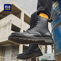 HLA 海澜之家 男鞋时尚流行马丁靴男黑色潮流工装靴英伦风男靴靴子