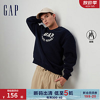 Gap 盖璞 男女装秋季2023新款LOGO仿羊羔绒宽松廓形卫衣762596休闲上衣 海军蓝 170/84A(XXS)