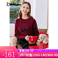 Betu 百图 女装冬季毛衣圆领小熊蝴蝶结针织衫减龄百搭毛衣女2212T11 红色 L