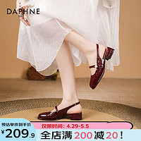 DAPHNE 达芙妮 官方包头凉鞋女夏季2023新款玛丽珍女鞋法式方头单鞋女小皮鞋女 酒红色 38