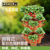 PANYI GARDEN 潘易园林 潘易立体三孔草莓花盆阳台种菜盆塑料花盆栽花卉绿植盆栽多肉植物