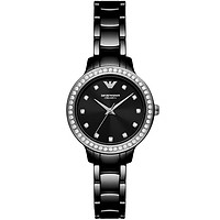 EMPORIO ARMANI 新款石英腕表优雅陶瓷女表 黑色AR70008