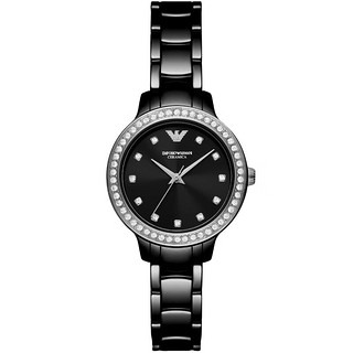 EMPORIO ARMANI 新款石英腕表优雅陶瓷女表 黑色AR70008