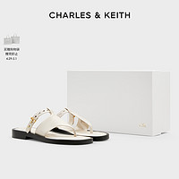 CHARLES&KEITH 24夏新款SL1-71870006复古夹趾罗马鞋平底外穿凉拖