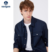Navigare意大利小帆船男长袖衬衫纯色休闲衬衣外套1333083501 蓝 L/40 海军蓝