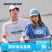 SKECHERS 斯凯奇 夏季t恤情侣款透气上衣男潮流体恤休闲圆领运动短袖女美式