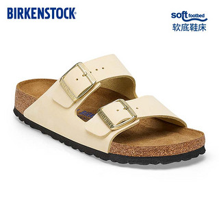 BIRKENSTOCK勃肯拖鞋平跟休闲时尚凉鞋拖鞋Arizona系列 米色/米白色窄版1027646 35