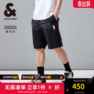 杰克·琼斯（JACK&JONES）夏季NBA联名湖人队宽松logo刺绣运动休闲短裤22429F002 黑色E40 黑色E40 170/76A/SR