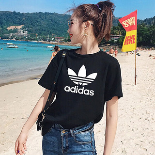 adidas 阿迪达斯 三叶草短袖T恤女装运动健身透气舒适休闲 CV9888 32.0码