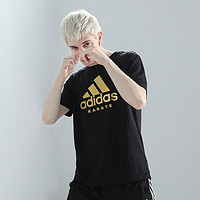 adidas 阿迪达斯 短袖男户外休闲透气运动服健身运动速干T恤 黑/金（空手道） 3XL