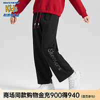 SKECHERS 斯凯奇 新年童装女童长裤冬季龙年2024儿童直筒裤L124G079 碳黑/0018 130cm