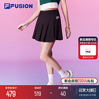 FILA 斐乐 FUSION斐乐潮牌梭织短裙女2024夏季新款百褶裙高腰a字半身裙