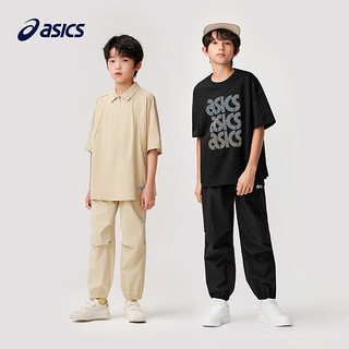 asics/亚瑟士童装2024年夏季运动裤男童吸湿速干弹性梭织长裤 001黑色 150cm