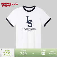 Levi's李维斯童装24夏儿童短袖T恤男童撞色学院风上衣 明亮白 110/52(4)