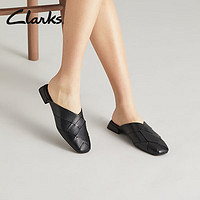 Clarks其乐轻舞系列女鞋夏季穆勒鞋半拖鞋平底套脚单鞋包头鞋 黑色 261768134 39.5