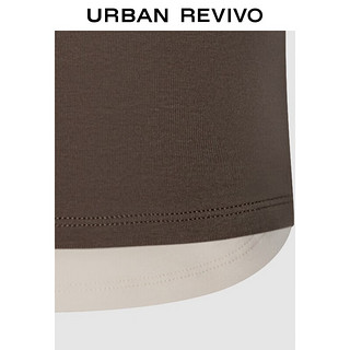 URBAN REVIVO 女士潮流休闲假两件显瘦T恤衫 UWV440147 咖啡色 M