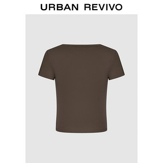 URBAN REVIVO 女士潮流休闲假两件显瘦T恤衫 UWV440147 咖啡色 M