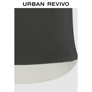 URBAN REVIVO 女士假两件显瘦T恤衫 UWV440147  （M、深灰 )