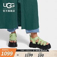 UGG夏季女士休闲舒适厚底可调式脚踝束带搭扣时尚凉鞋1152698 CTRP | 毛毛虫绿色 38