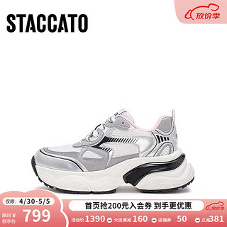 STACCATO 思加图 2024春季百搭潮流老爹鞋厚底增高运动休闲鞋女鞋S1150AM4 星空银白 39