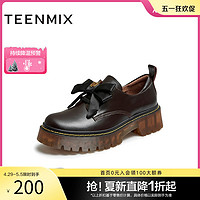 TEENMIX 天美意 蝴蝶结英伦小皮鞋女JK乐福鞋单鞋商场同款CSS22CM2奥莱