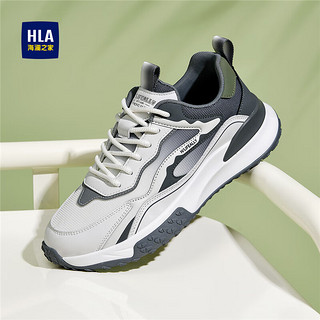 HLA海澜之家男鞋春夏潮流运动鞋增高跑步休闲鞋HAAXXM1DBF082 灰色AC 39