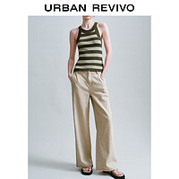 URBAN REVIVO 女士复古休闲明线阔腿牛仔长裤 UWH840066 卡其 28