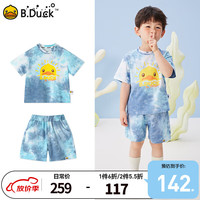 B.Duck【套装】小黄鸭童装男童短袖T恤纯棉夏季宝宝短袖短裤两件套 深海蓝 120cm
