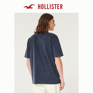 HOLLISTER24夏季美式宽松短款圆领短袖T恤男女KI324-4119 海军蓝水洗 M (180/100A)