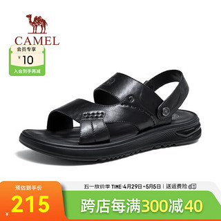 CAMEL 骆驼 2024夏季商务凉鞋柔软真皮缓震凉拖两穿休闲男鞋 G14M263615 黑色 39