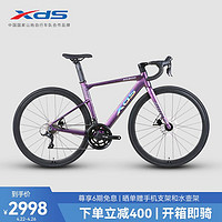 XDS 喜德盛 公路自行车AD300线拉油碟刹18速成人 24款幻彩紫/银 700C*540