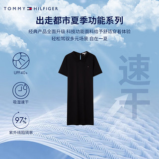 TOMMY HILFIGER【李沁同款防晒速干】夏季功能系列24女吸湿POLO连衣裙43611 黑色BDS S