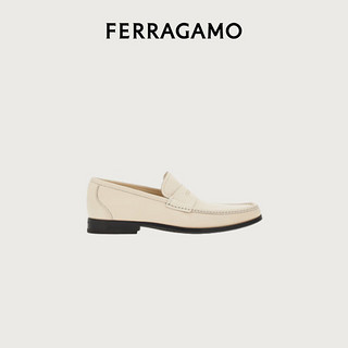 菲拉格慕（Ferragamo）男士白色标识装饰莫卡辛鞋 0768167_3E _ 85/43 