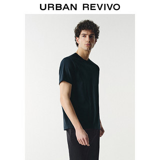 URBAN REVIVO 男士纯色休闲圆领短袖T恤 UMU440033 墨蓝 XL