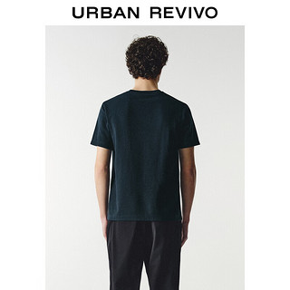 URBAN REVIVO 男士纯色休闲圆领短袖T恤 UMU440033 墨蓝 XL