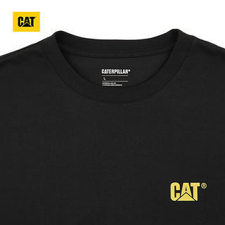 CAT卡特24春夏男户外棉感舒适经典logo印花圆领短袖T恤 黑色 L