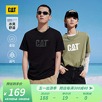 CAT卡特24春夏男户外Coolmax科技经典logo印花短袖T恤 黑色 XL