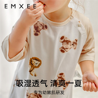 嫚熙（EMXEE）婴儿分腿睡袋儿童宝宝春夏季 一体式睡衣 小熊 80码【身高72-80cm】