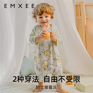 嫚熙（EMXEE）婴儿分腿睡袋儿童宝宝春夏季 一体式睡衣 小熊 80码【身高72-80cm】
