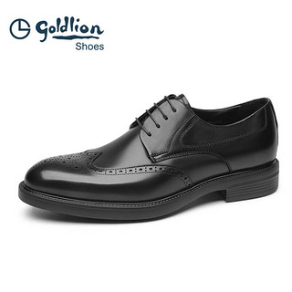金利来男士正装鞋时尚绅士布洛克鞋轻质商务皮鞋G521340405AAA黑色42