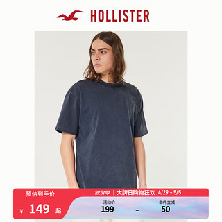 HOLLISTER24夏季美式宽松短款圆领短袖T恤男女KI324-4119 海军蓝水洗 XL (180/116A)