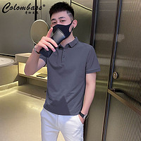 Colombass短袖polo衫男夏季翻领短袖男韩版修身潮流男士半袖百搭体恤上衣 深灰 XL