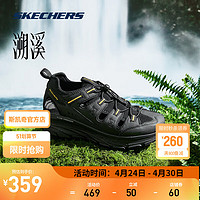 SKECHERS 斯凯奇 夏新款男士轻质休闲凉鞋增高厚底渔夫鞋子 237581 黑色/黄色/BKYL 41