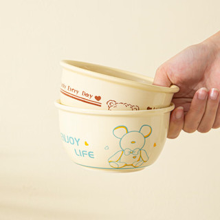 CERAMICS 佩尔森 可爱小熊陶瓷碗家用宿舍用酸奶米饭碗 可爱碗4.75英寸4只混装