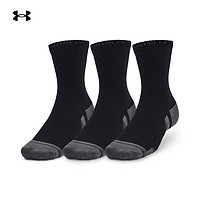 安德玛 UNDERARMOUR）Performance男女情侣棉质训练运动半腿袜子-3双装1379530 黑色001 XL